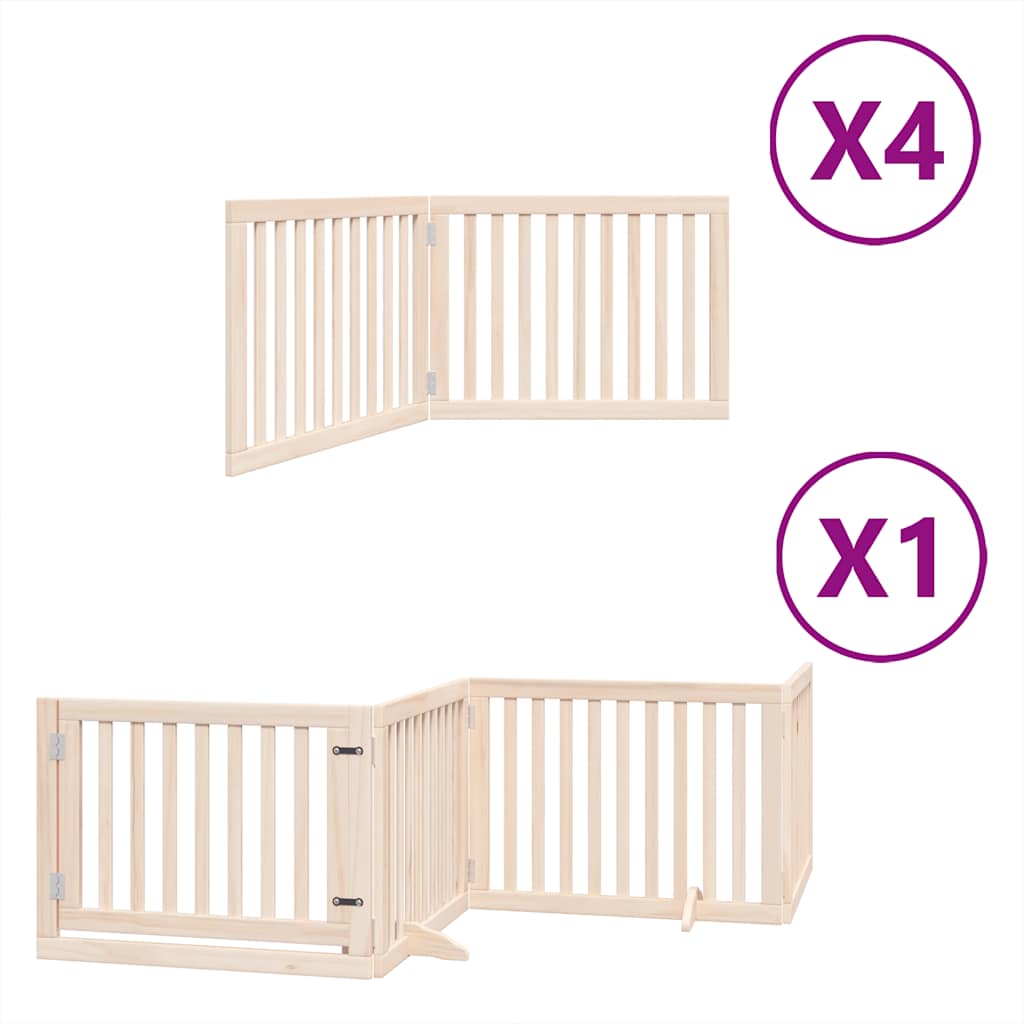 Dog Gate with Door Foldable 12 Panels 960 cm Poplar Wood