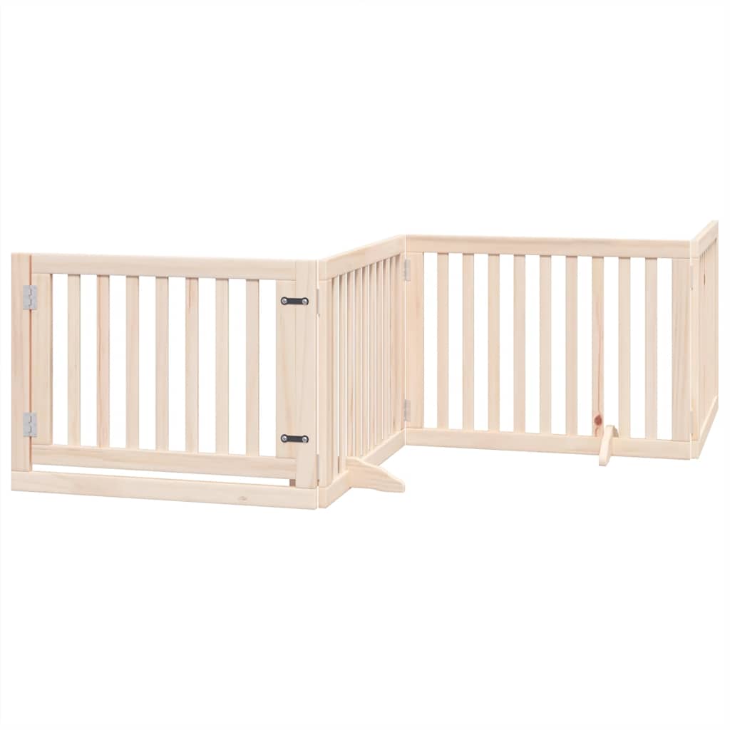 Dog Gate with Door Foldable 12 Panels 960 cm Poplar Wood