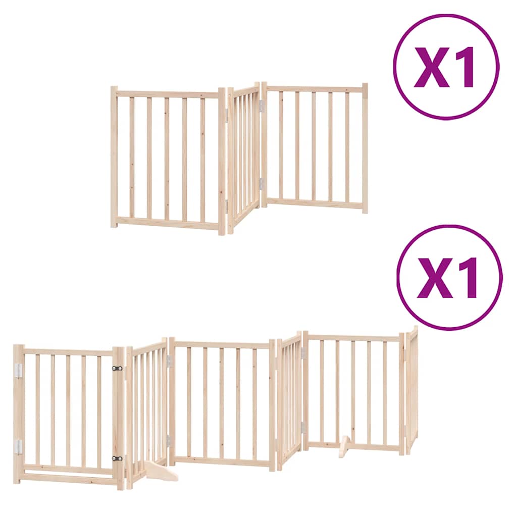Dog Gate with Door Foldable 9 Panels 450 cm Poplar Wood