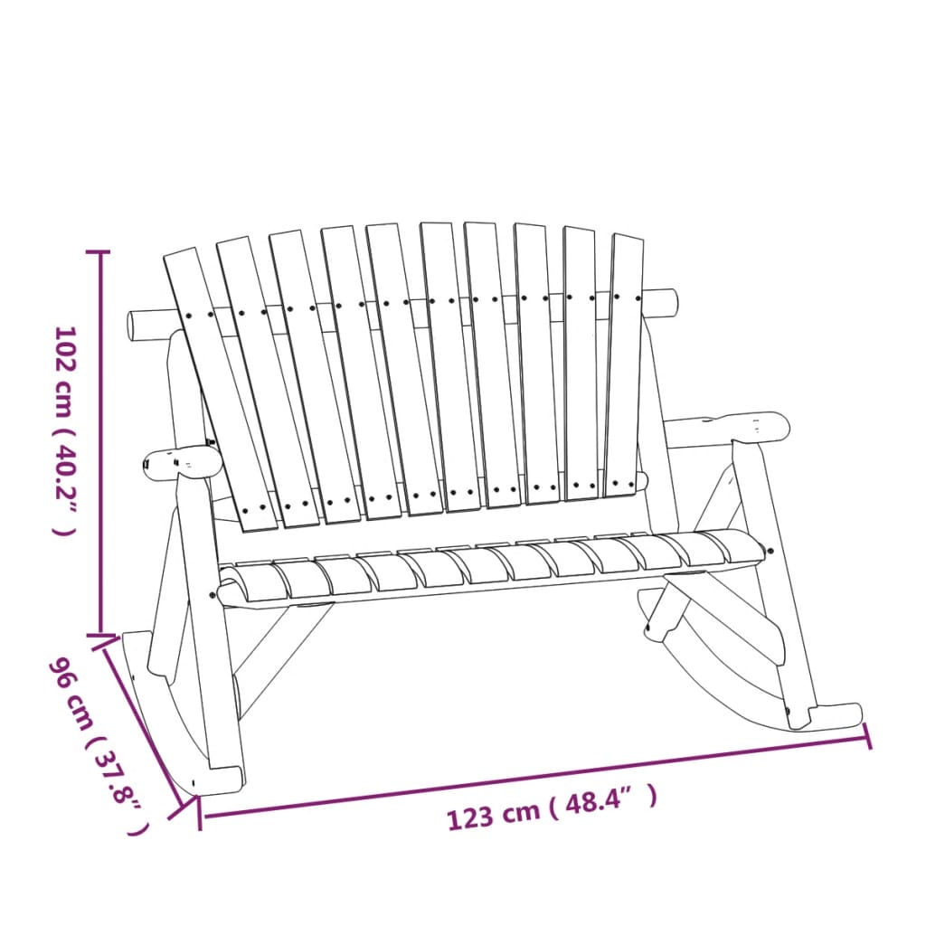 2-Seater Garden Rocking Bench 123x96x102 cm Solid Wood Spruce