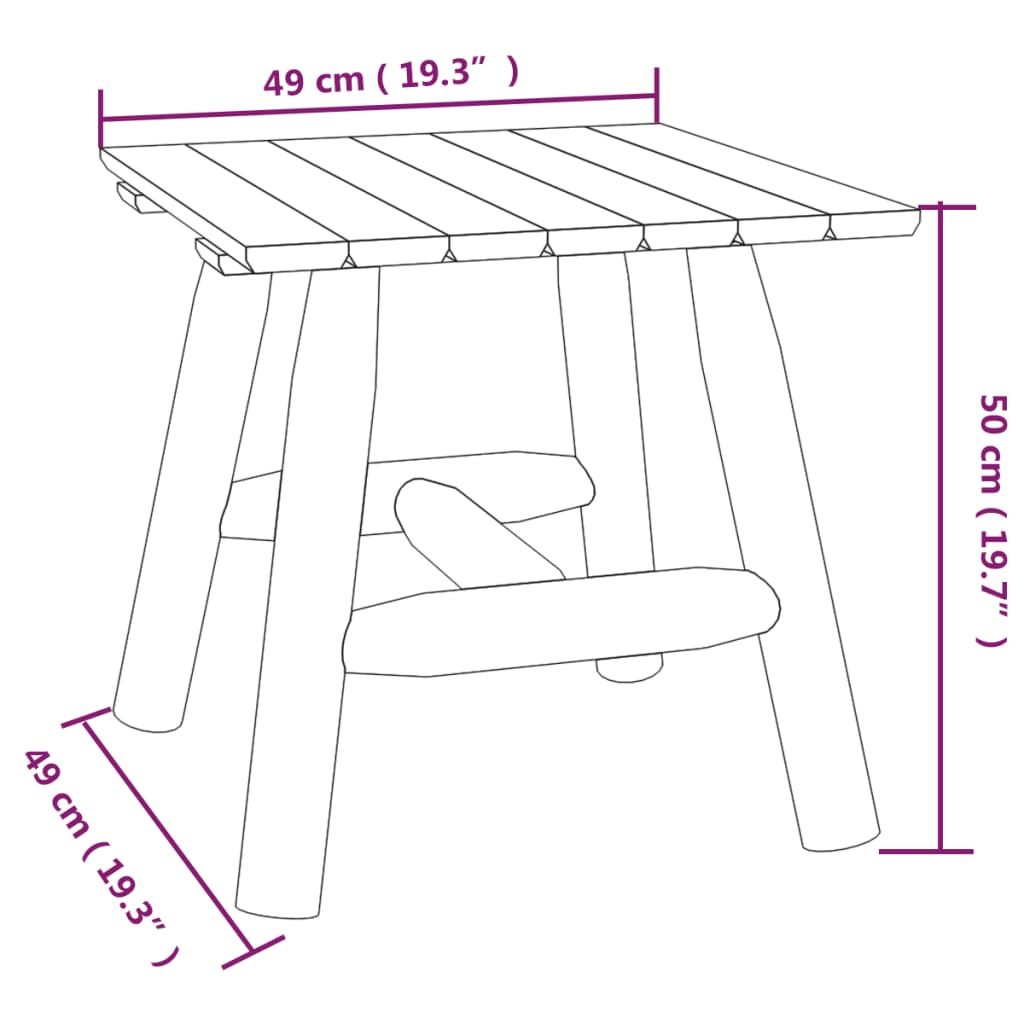 Side Table 49x49x50 cm Solid Wood Spruce