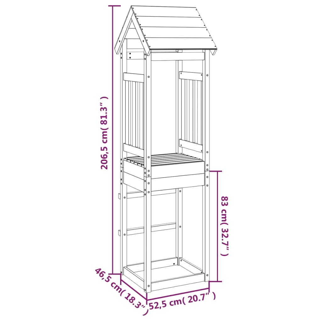 Play Tower 52.5x46.5x206.5 cm Solid Wood Pine