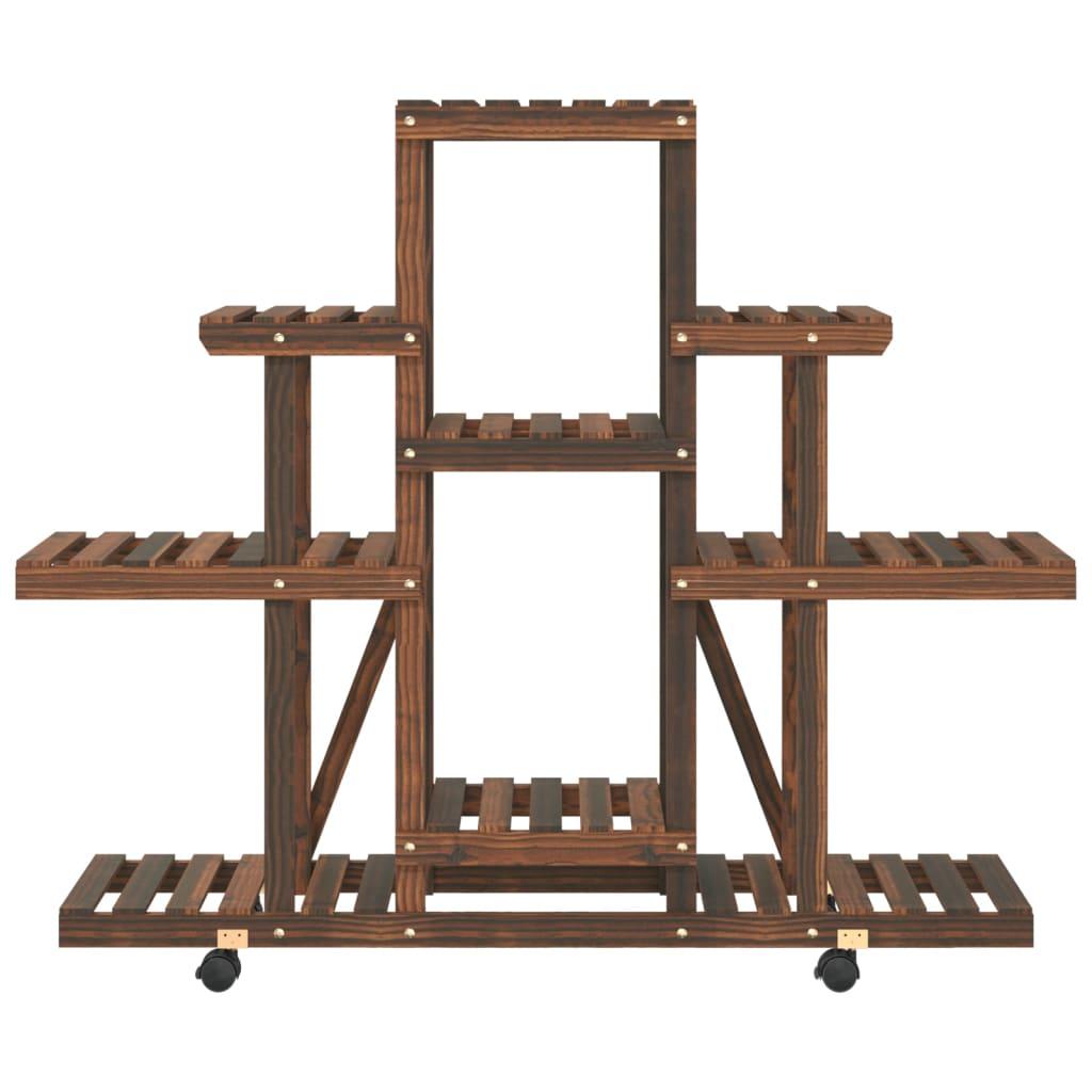 Flower Stand with Wheels 110x25x101 cm Solid Wood Fir