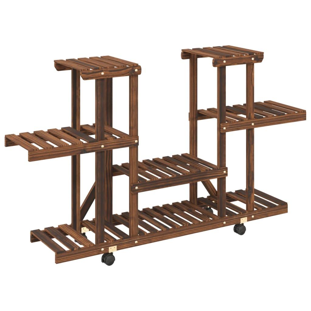 Flower Stand with Wheels 110x25x78 cm Solid Wood Fir