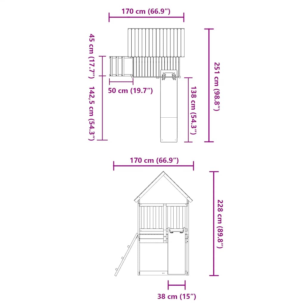 Outdoor Playset Solid Wood Pine