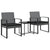 3 piece Garden Dining Set with Cushions Dark Grey PP Rattan