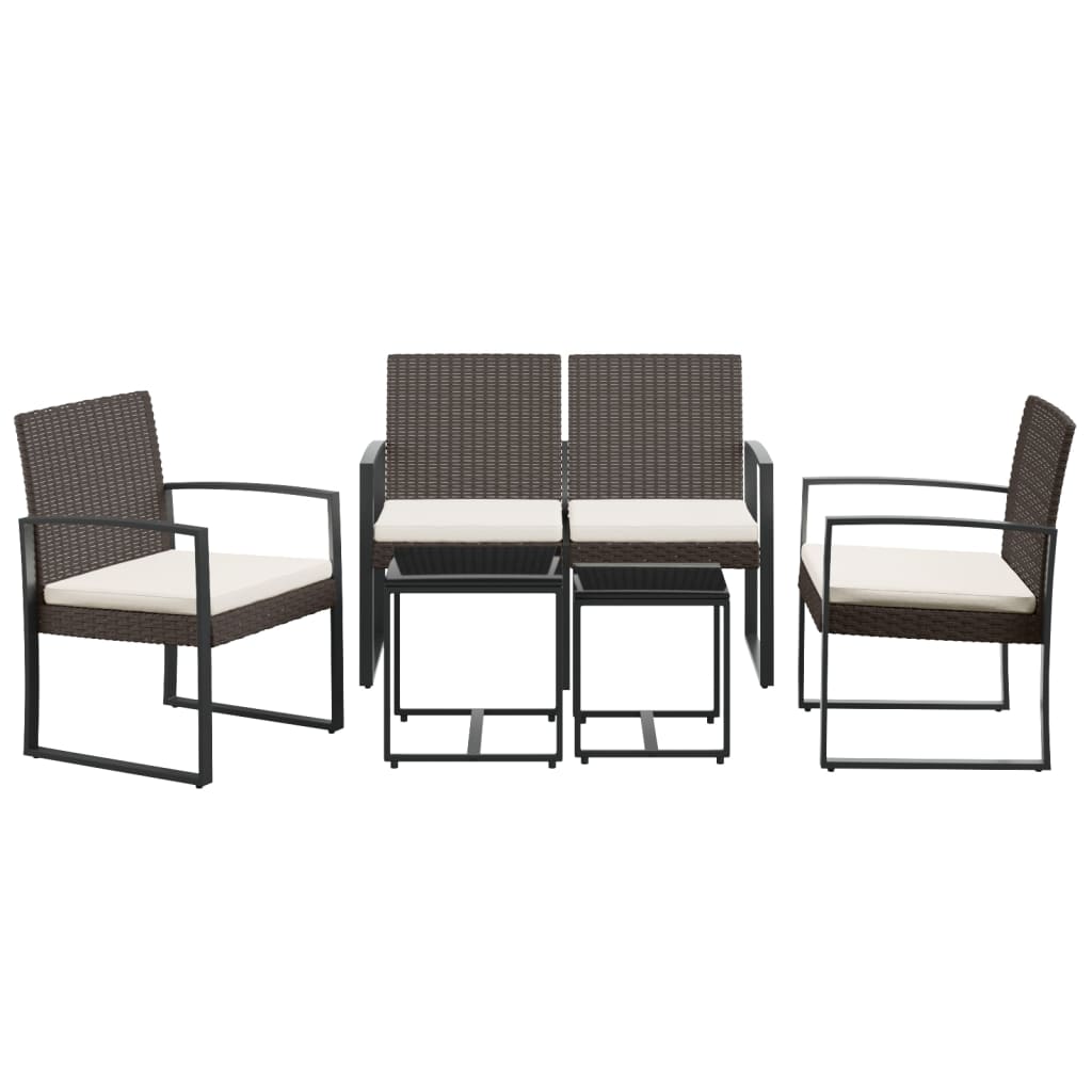 5 piece Garden Dining Set with Cushions Brown PP Rattan