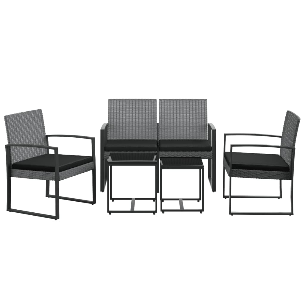 5 piece Garden Dining Set with Cushions Dark Grey PP Rattan