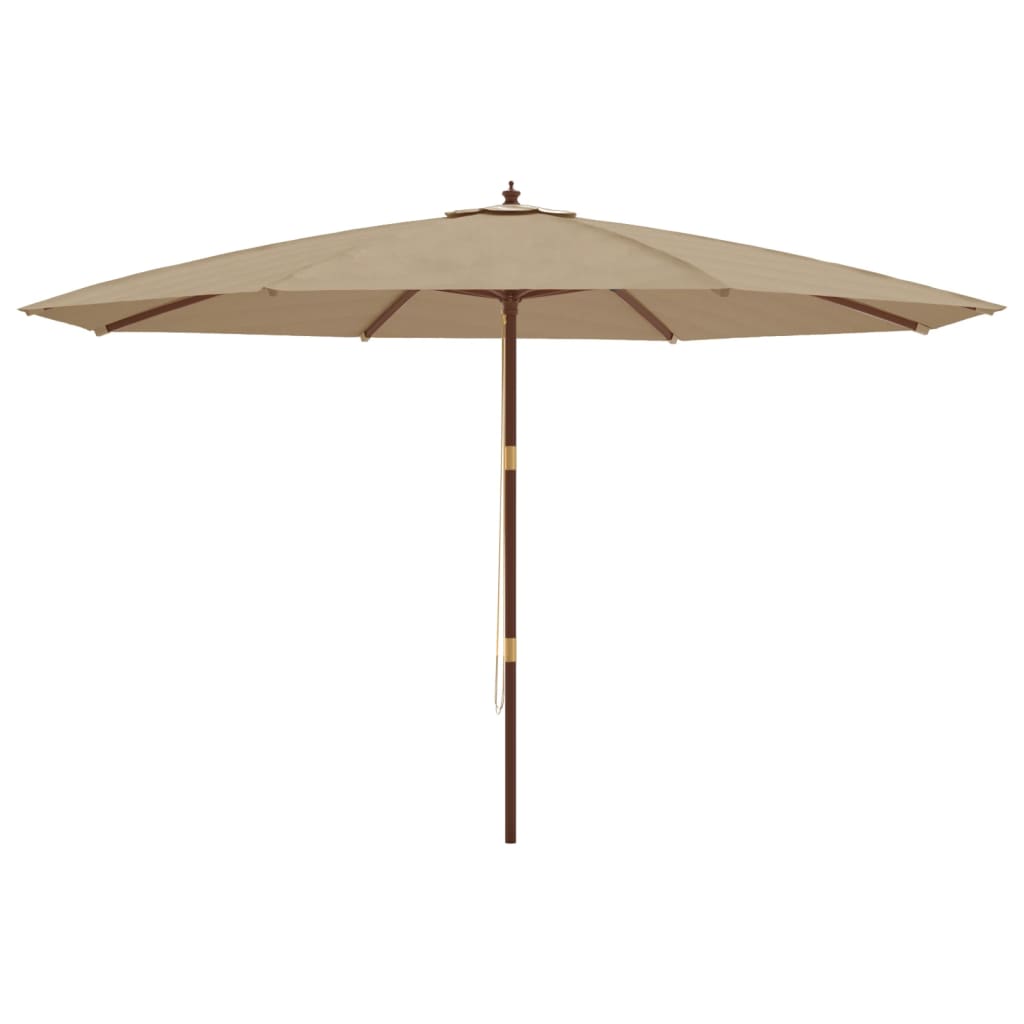 Garden Parasol with Wooden Pole Taupe 400x273 cm