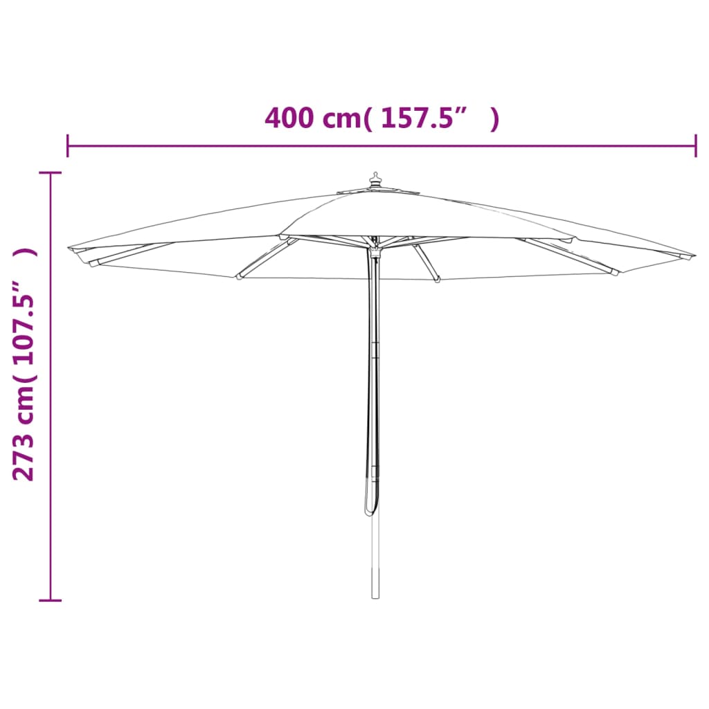 Garden Parasol with Wooden Pole Taupe 400x273 cm