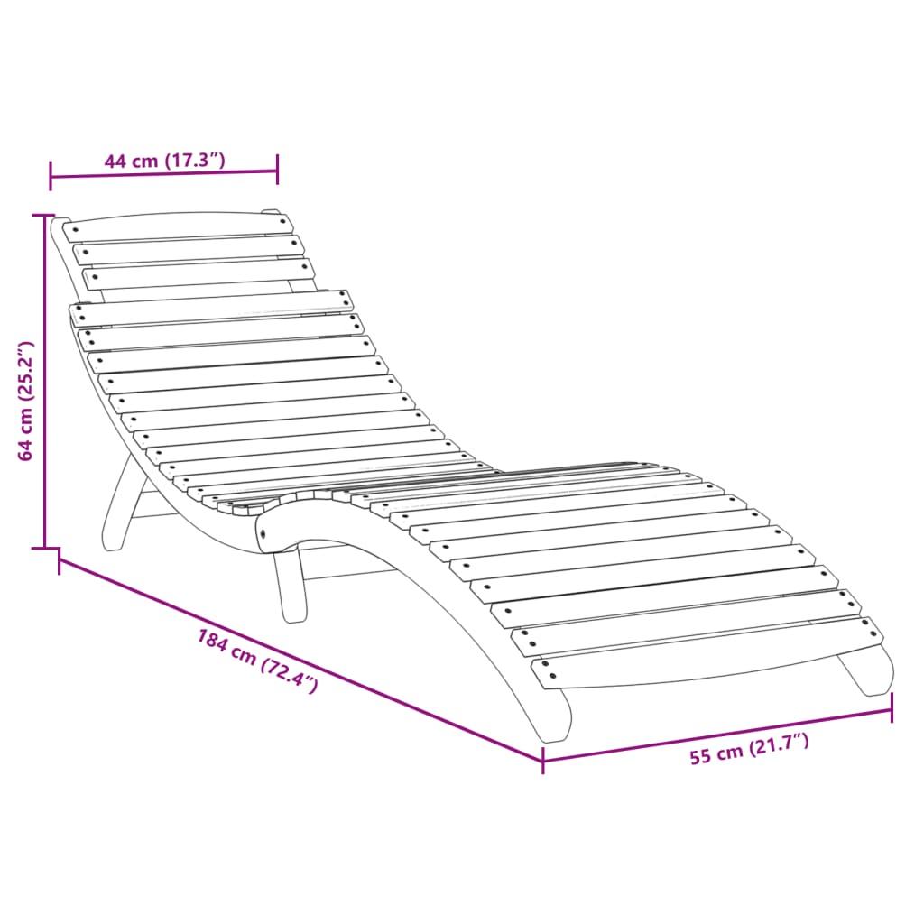 Sun Lounger Grey 184x55x64 cm Solid Wood Acacia