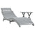 Sun Lounger with Table Grey Solid Wood Acacia