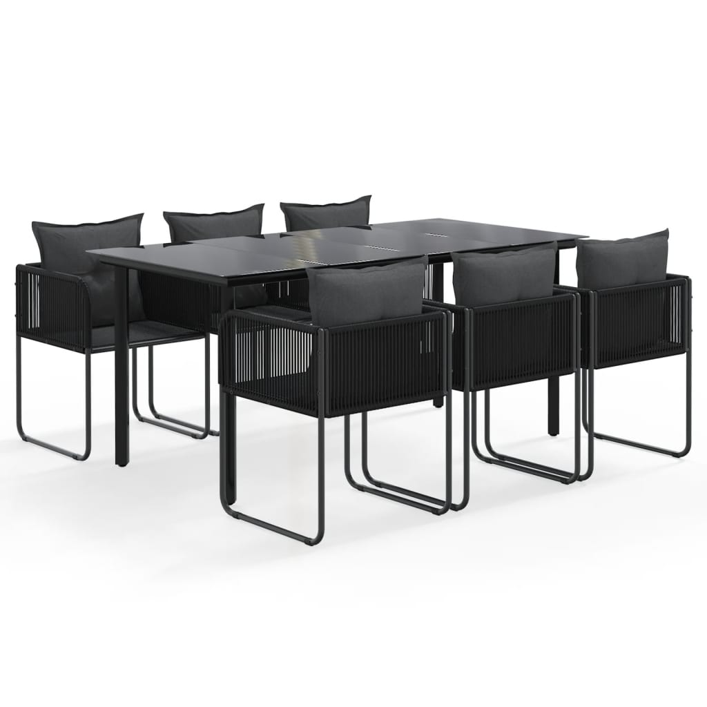 7 Piece Garden Dining Set Black