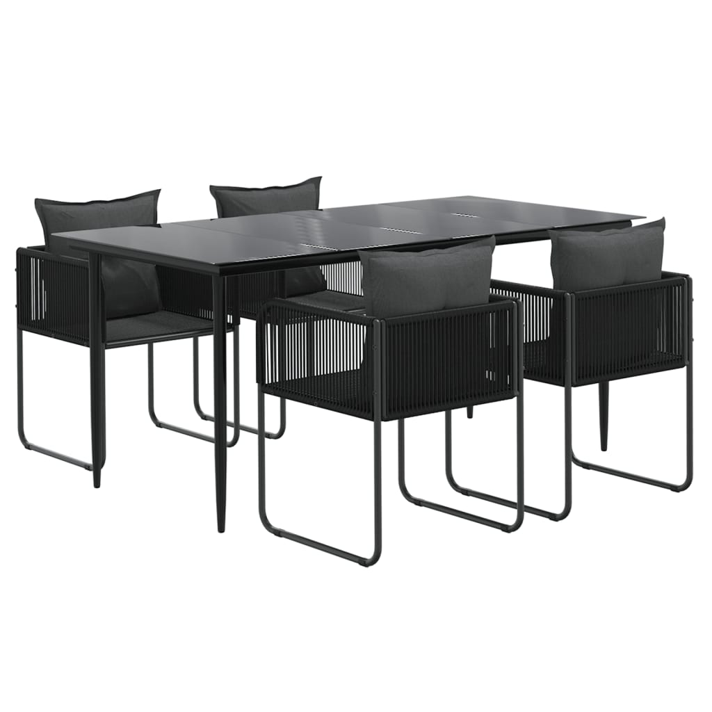 5 Piece Garden Dining Set Black