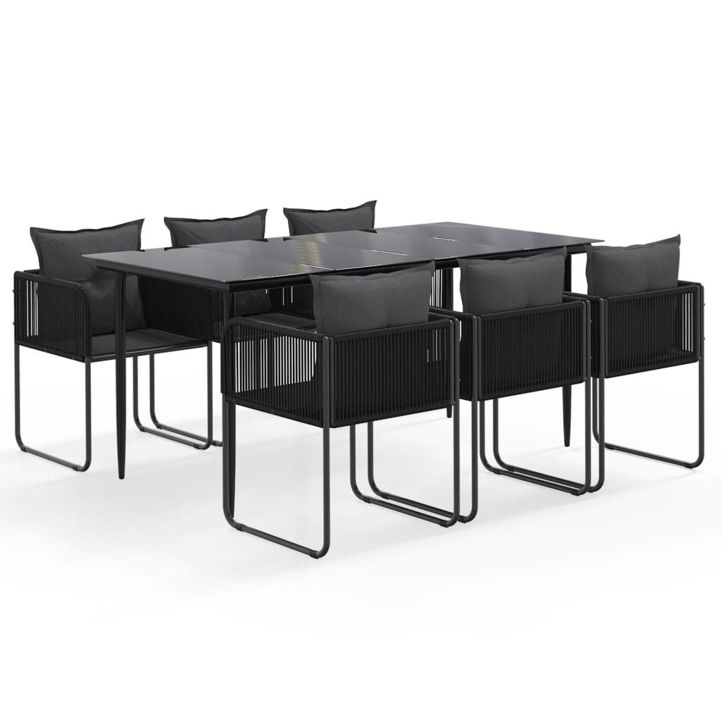 7 Piece Garden Dining Set Black