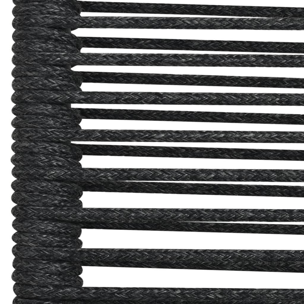 5 Piece Garden Dining Set Black Cotton Rope and Steel
