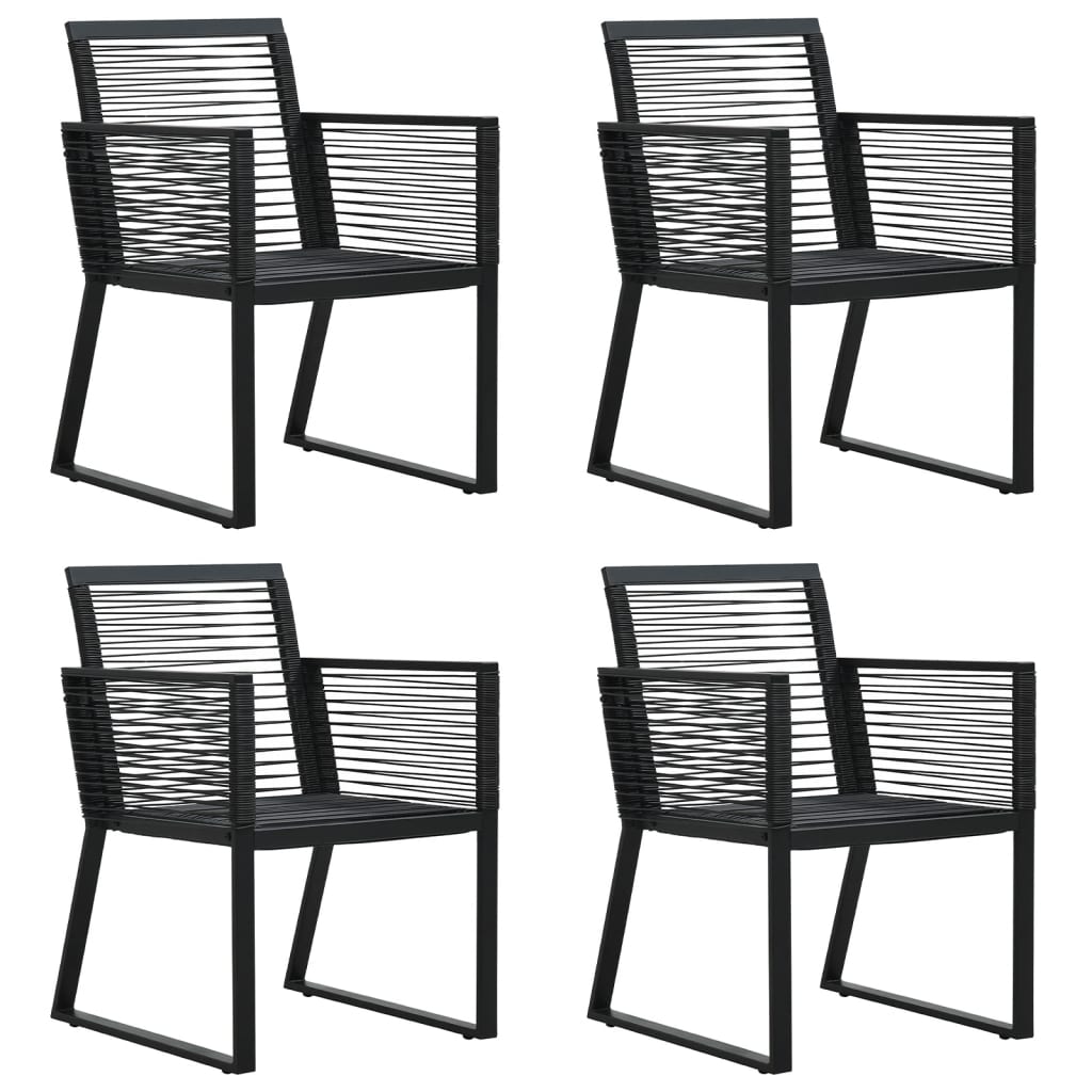 5 Piece Garden Dining Set Black PVC Rattan