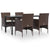 5 Piece Garden Dining Set with Cushions Brown and Black