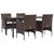 5 Piece Garden Dining Set with Cushions Brown and Black