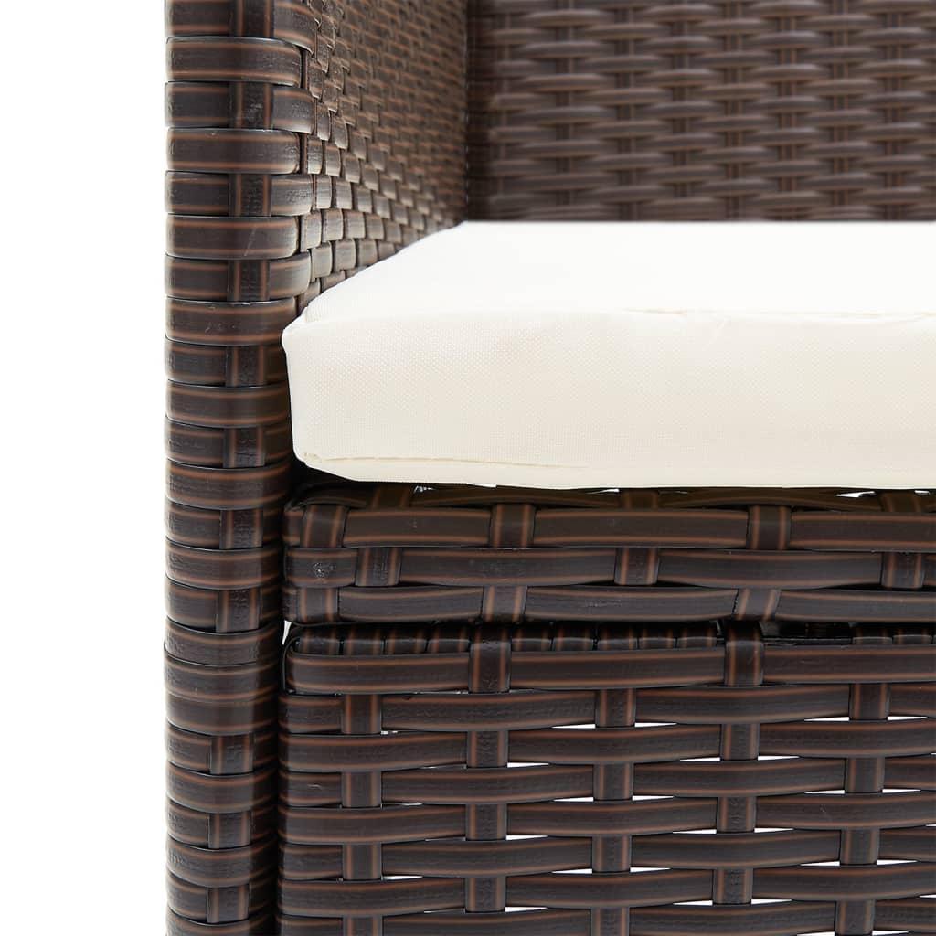 7 Piece Garden Dining Set with Cushions Brown and Black