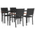 5 Piece Garden Dining Set Black Poly Rattan