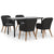 5 Piece Garden Dining Set with Cushions Black