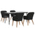 5 Piece Garden Dining Set with Cushions Black