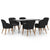 7 Piece Garden Dining Set with Cushions Black
