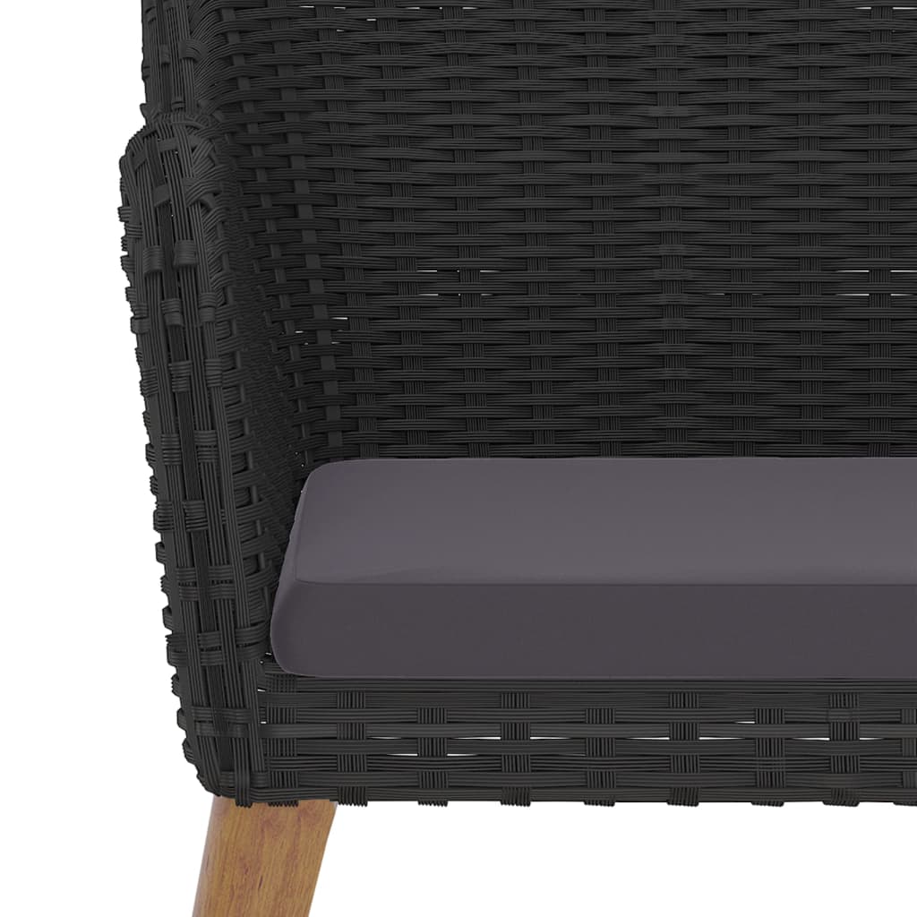 7 Piece Garden Dining Set with Cushions Black