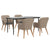 5 Piece Garden Dining Set with Cushions Brown