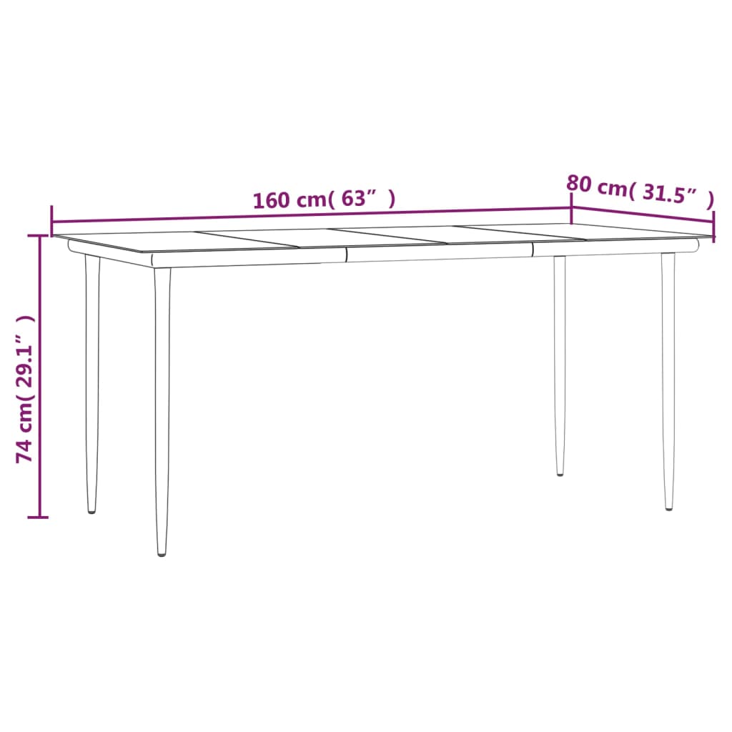 7 Piece Garden Dining Set with Cushions Brown