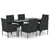 7 Piece Garden Dining Set with Cushions Black Poly Rattan