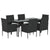 7 Piece Garden Dining Set with Cushions Black Poly Rattan