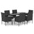 7 Piece Garden Dining Set with Cushions Black Poly Rattan