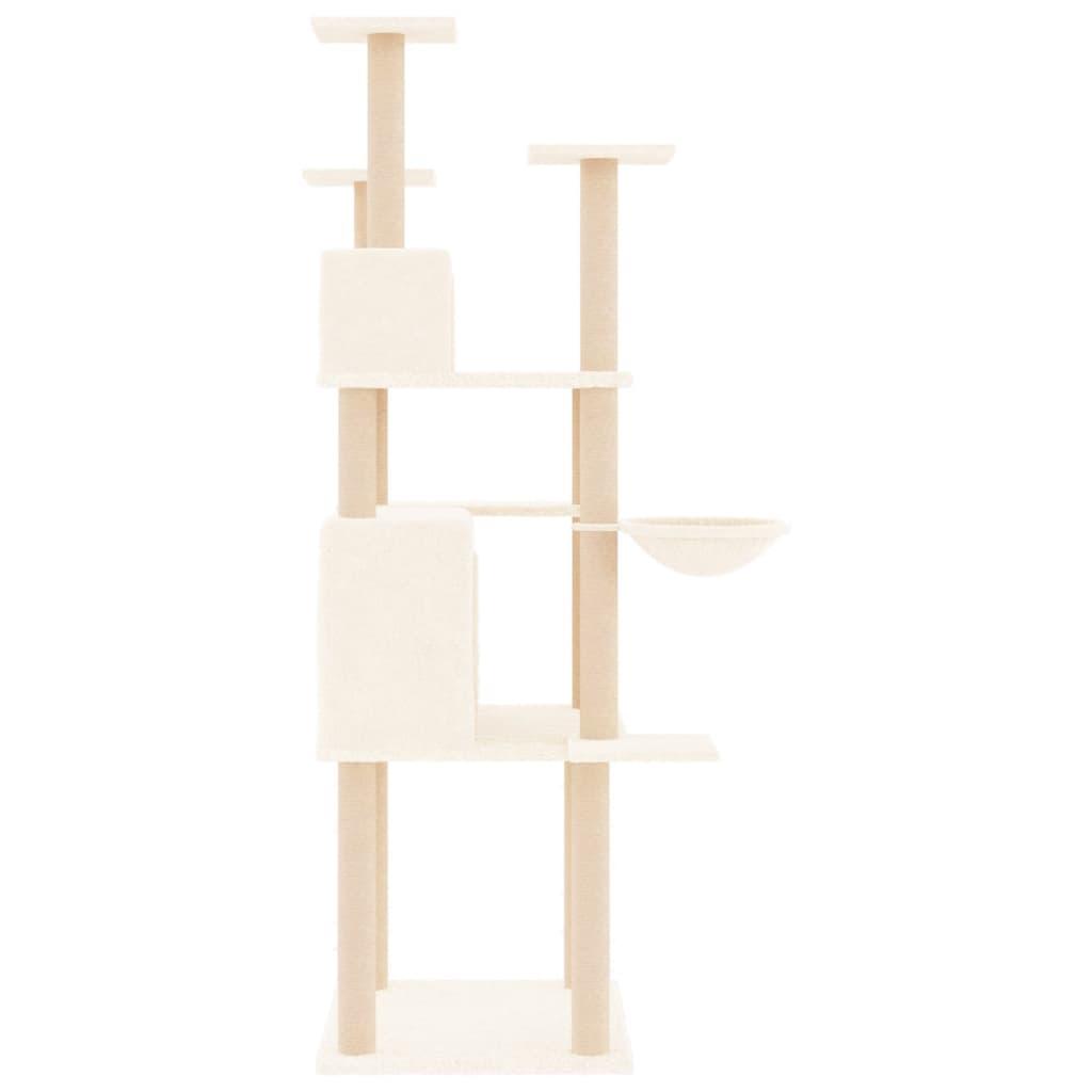 Cat Tree with Sisal Scratching Posts Cream 166 cm