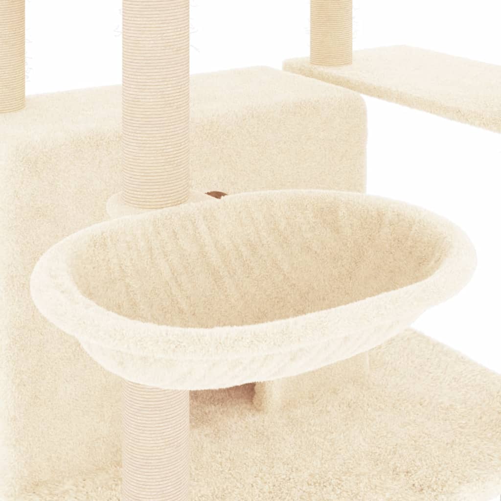 Cat Tree with Sisal Scratching Posts Cream 166 cm