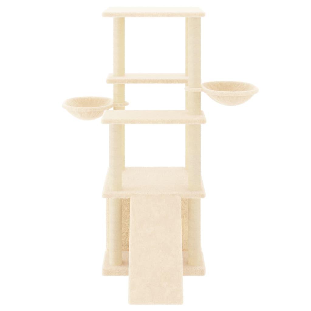 Cat Tree with Sisal Scratching Posts Cream 133 cm