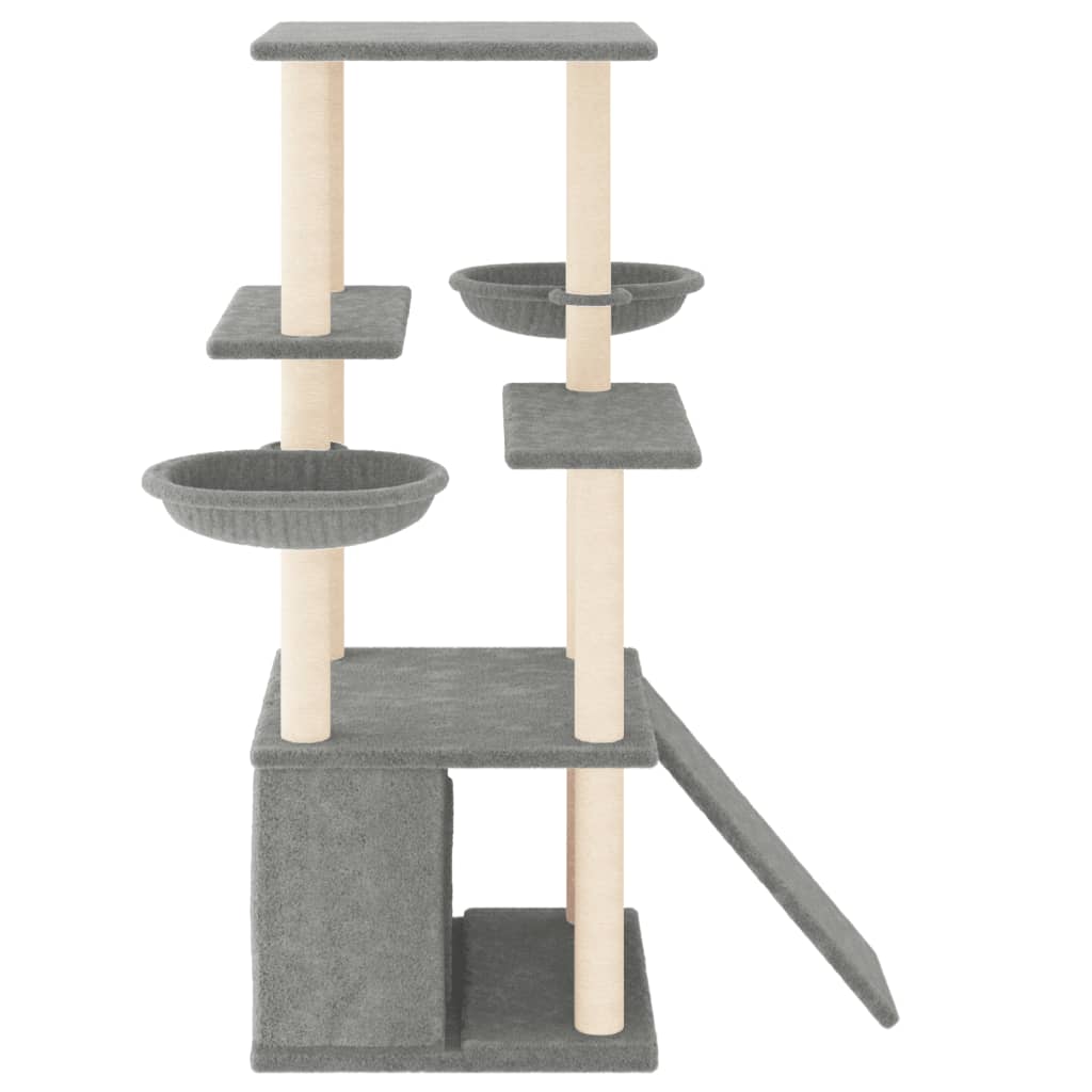 Cat Tree with Sisal Scratching Posts Light Grey 133 cm