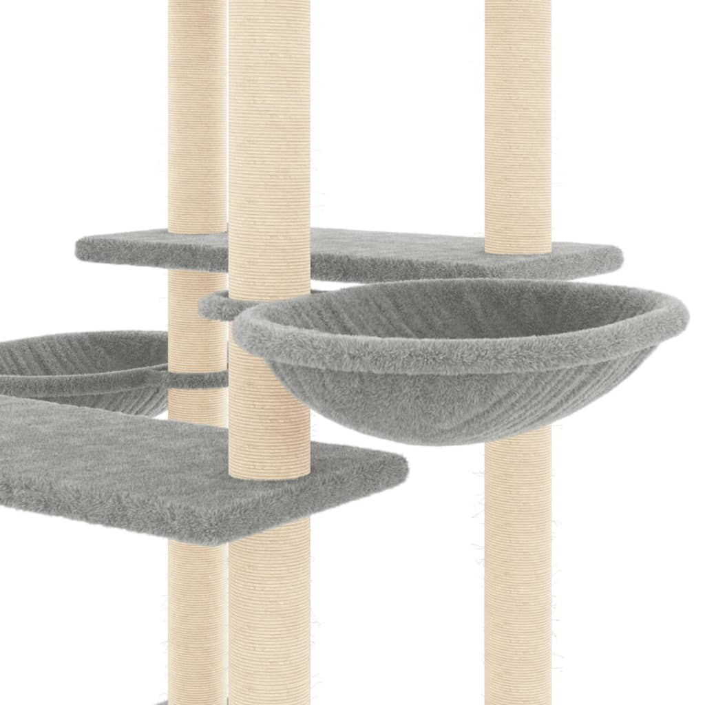 Cat Tree with Sisal Scratching Posts Light Grey 133 cm