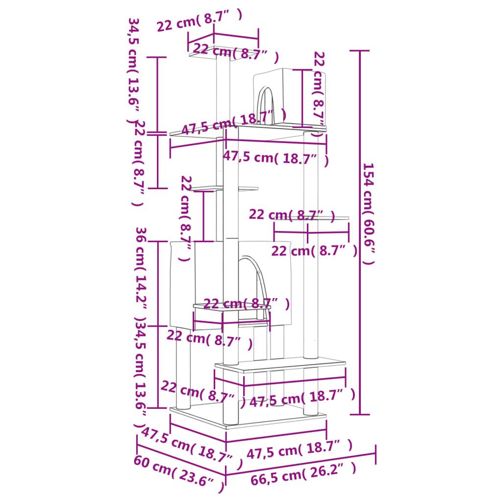 Cat Tree with Sisal Scratching Posts Light Grey 154 cm