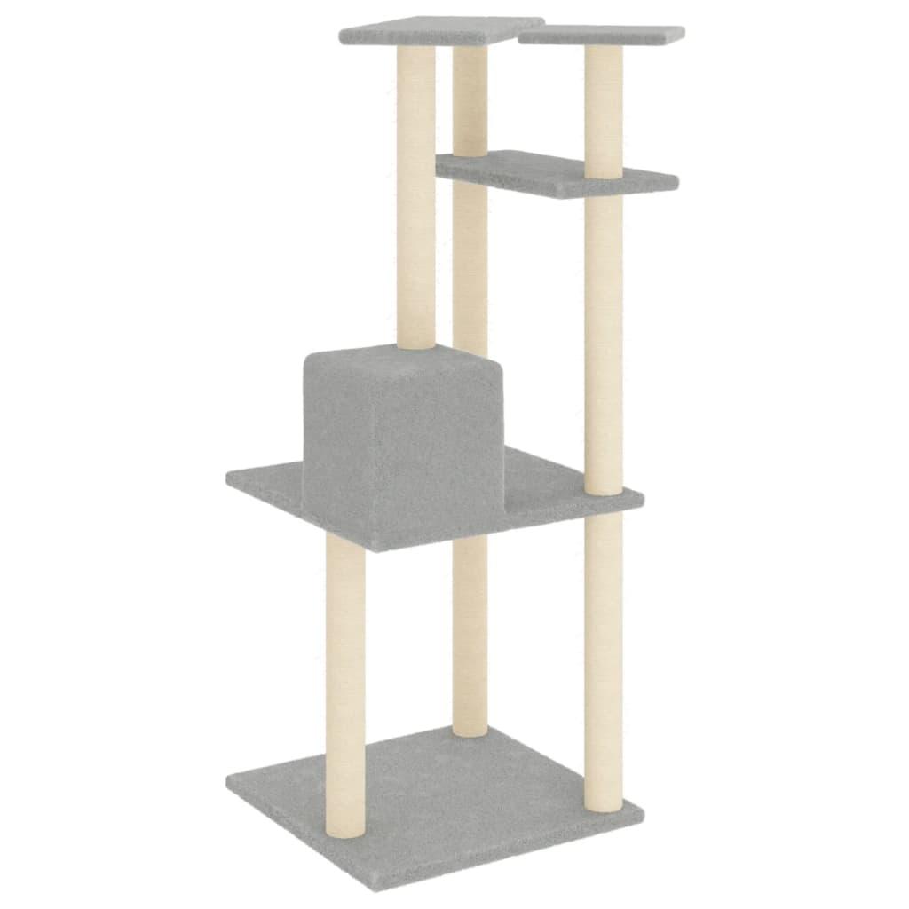 Cat Tree with Sisal Scratching Posts Light Grey 123 cm