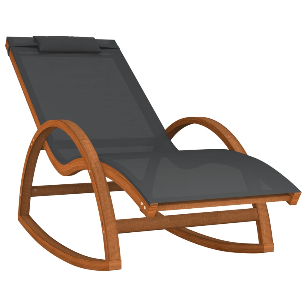 Rocking Chair Grey Textilene and Solid Wood Poplar
