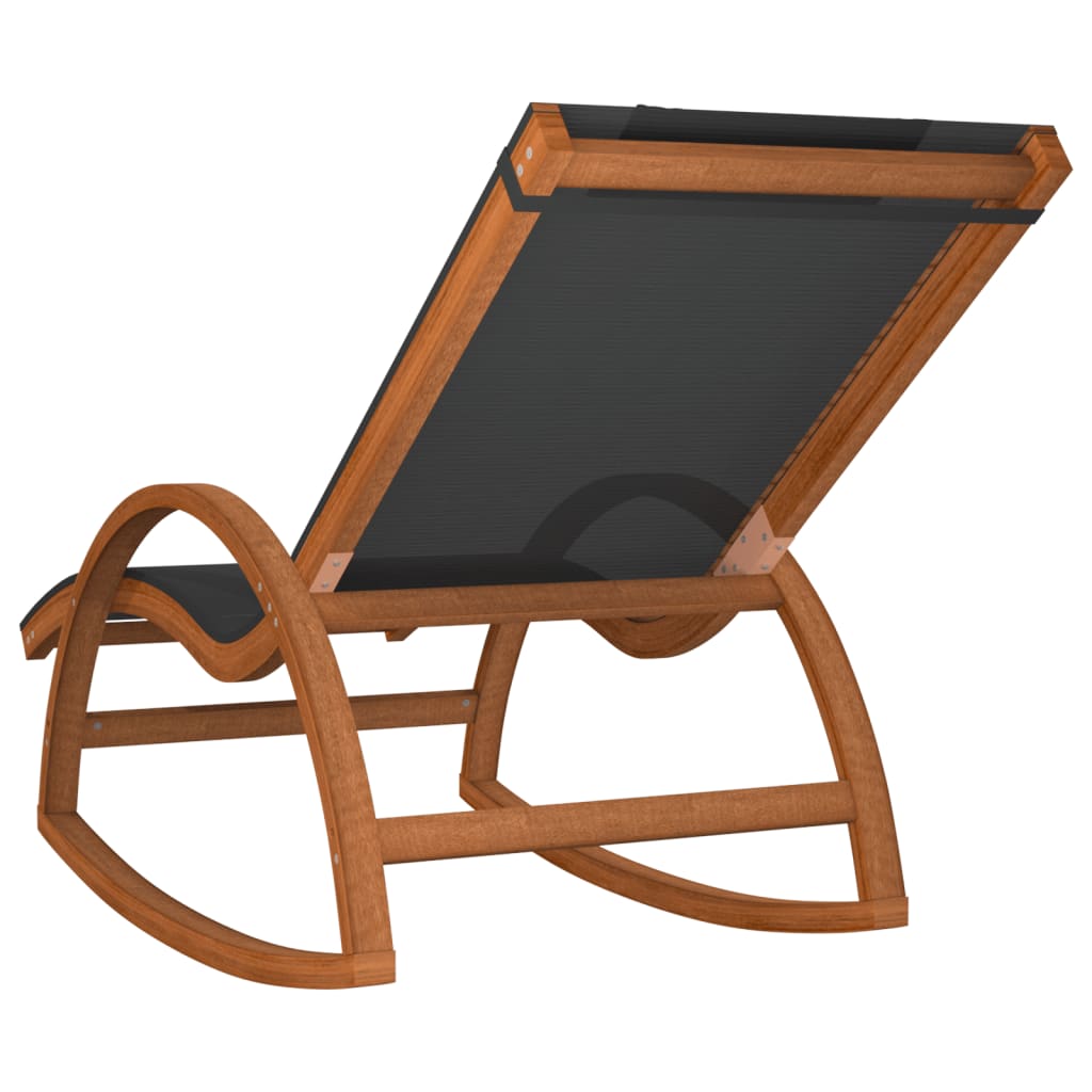 Rocking Chair Grey Textilene and Solid Wood Poplar