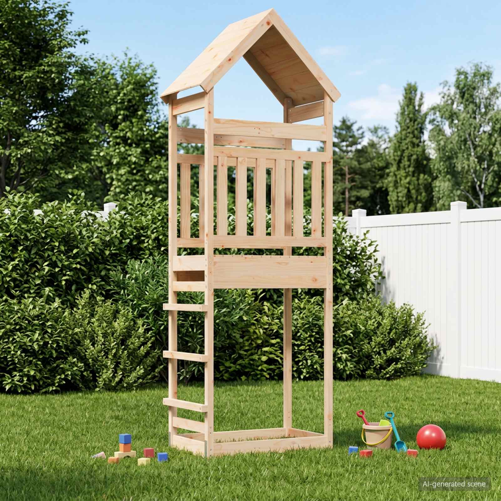 Outdoor Play Tower Natural 53 x 85 x 264 cm Solid Pine Wood