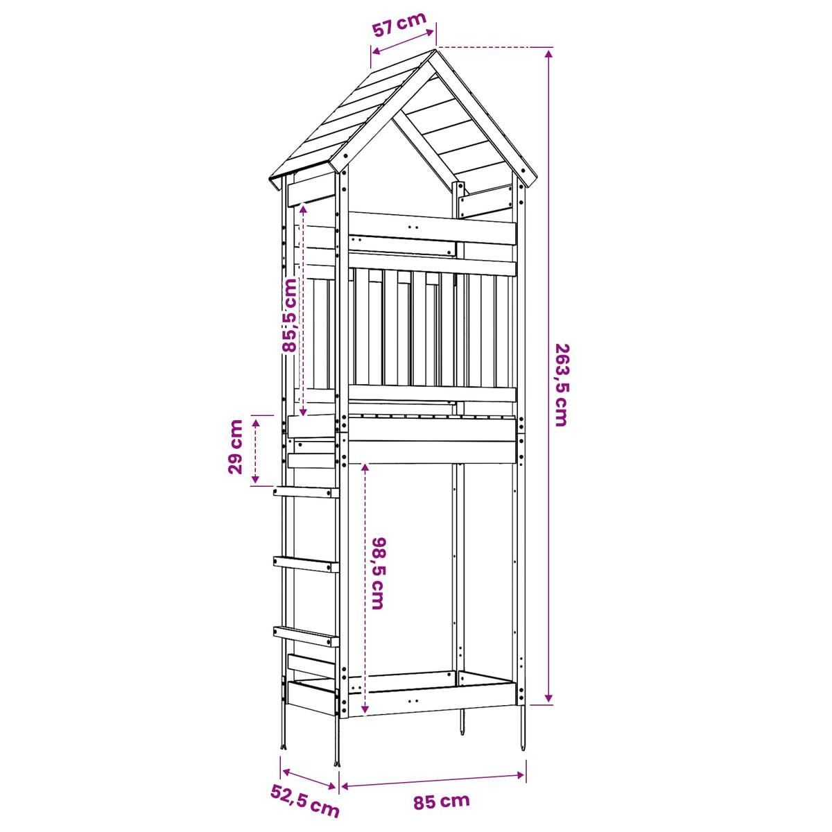 Outdoor Play Tower Natural Solid Impregnated Pinewood