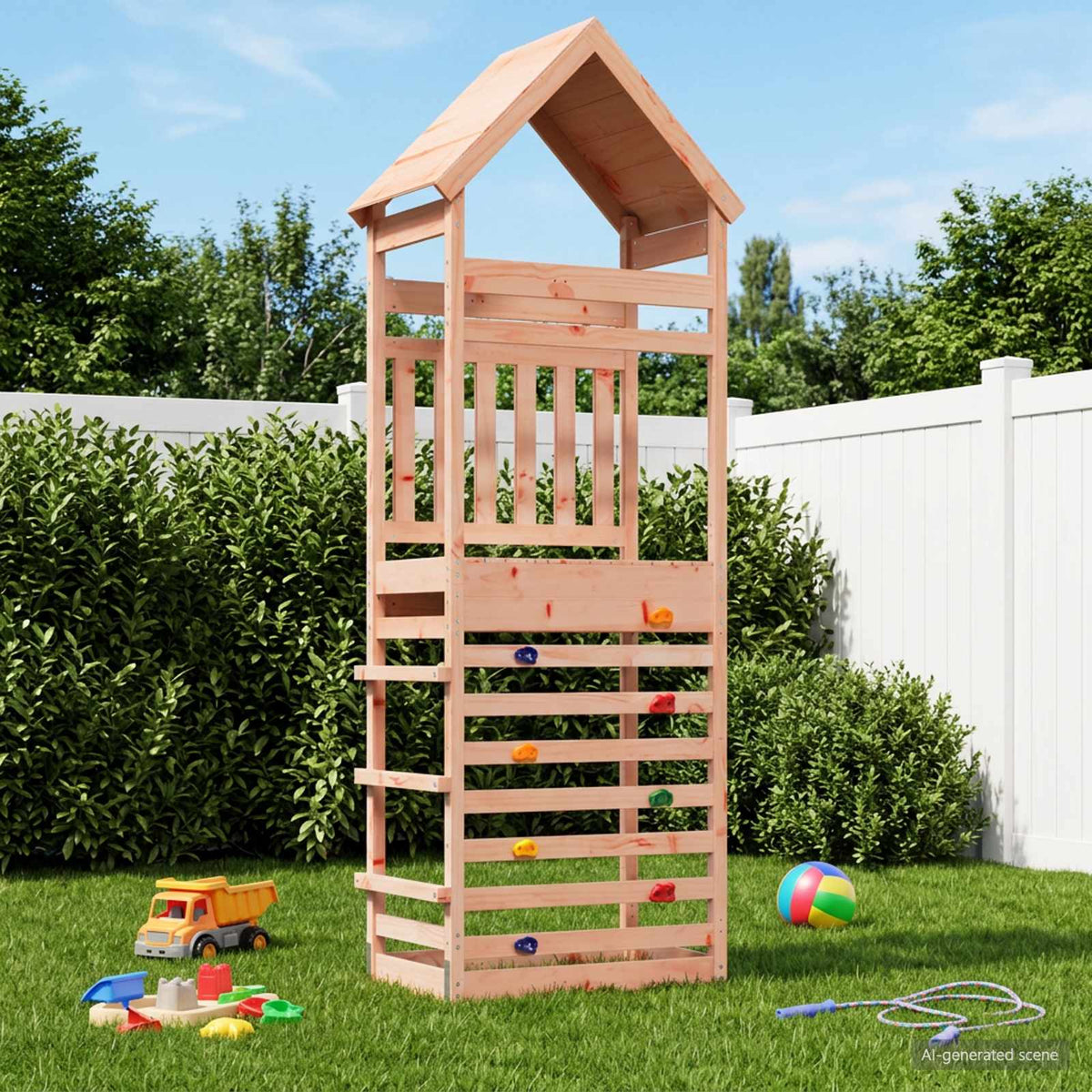 Outdoor Play Tower Natural 53 x 85 x 264 cm Solid Douglas Wood