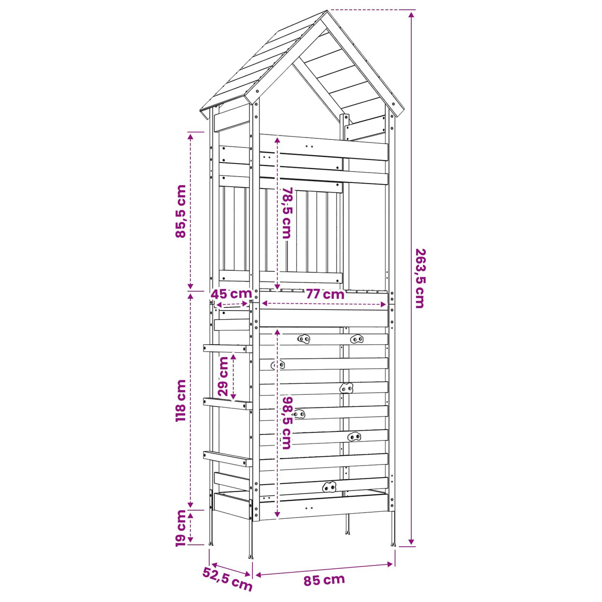 Outdoor Play Tower Natural 53 x 85 x 264 cm Solid Douglas Wood