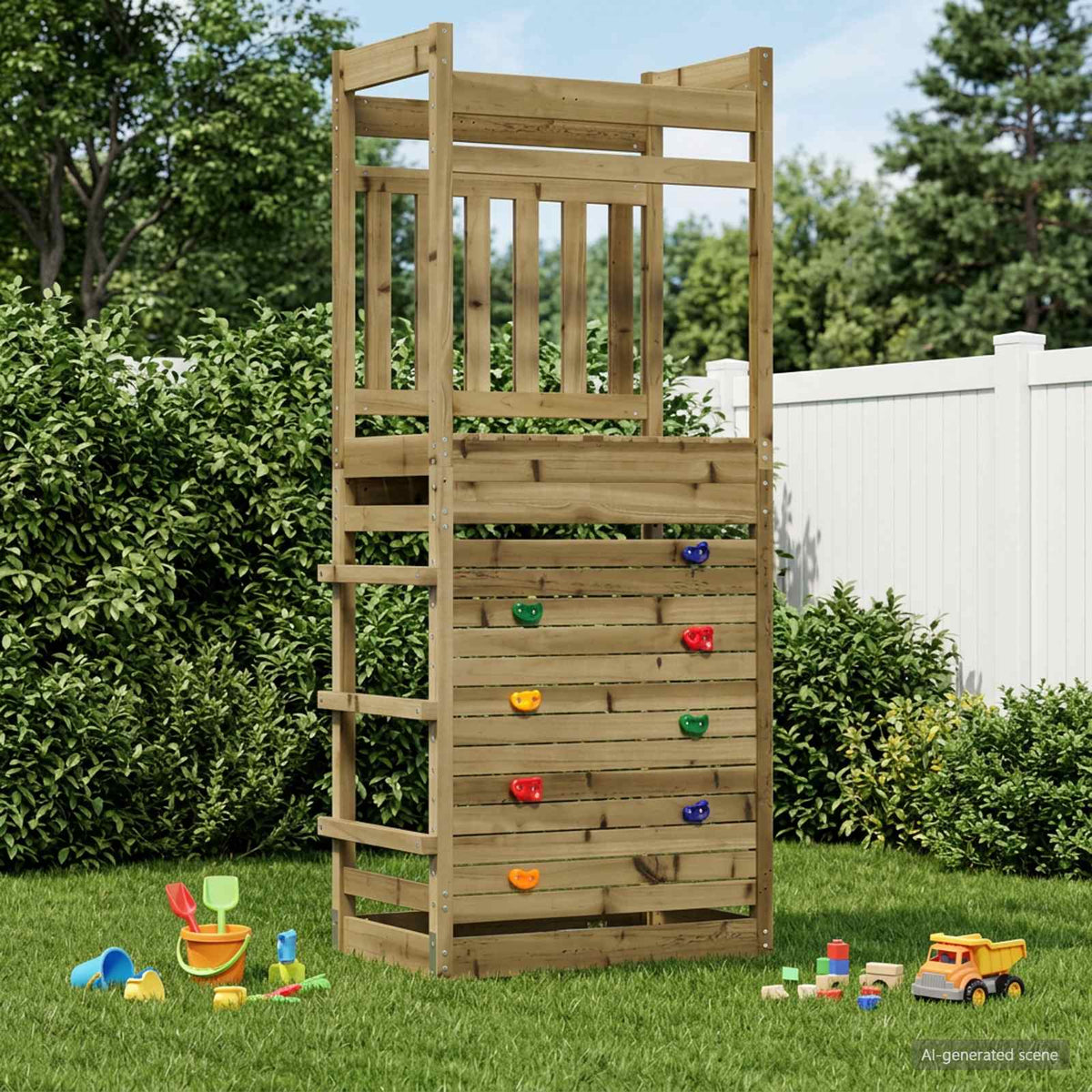 Outdoor Play Tower Natural Solid Impregnated Pinewood
