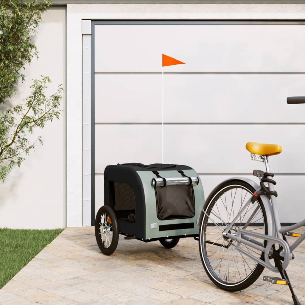 Pet Bike Trailer Black and Grey Oxford Fabric and Iron