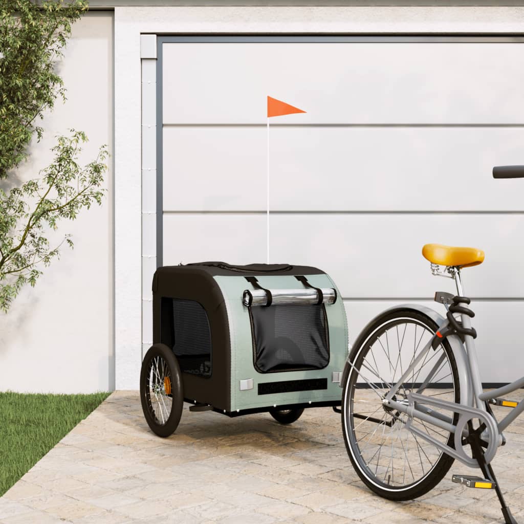 Pet Bike Trailer Grey and Black Oxford Fabric&amp;Iron